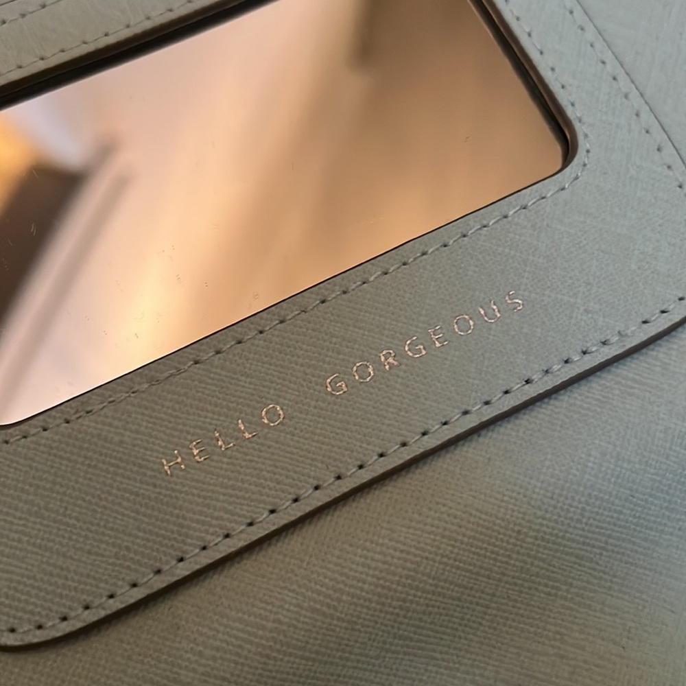 Stella & Dot Eyelet Cut-Out mint green clutch Purse - Picture 8 of 8